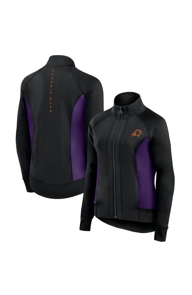 Fanatics Signature Women's Fanatics Black Phoenix Suns Studio Fitted Full-Zip Gym Track Jacket, Main, color, Black