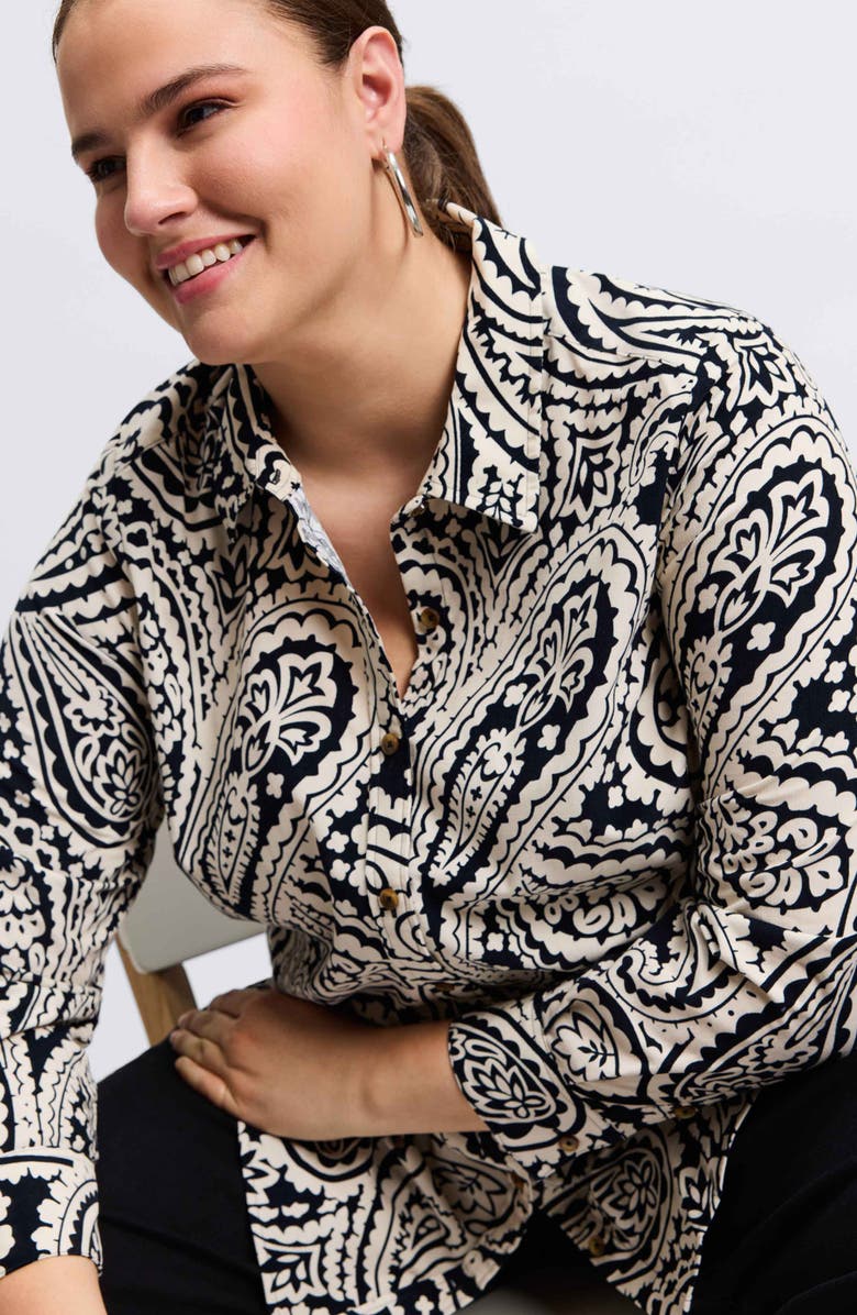 Foxcroft Haven Paisley Cotton Corduroy Button-Up Shirt, Alternate, color,