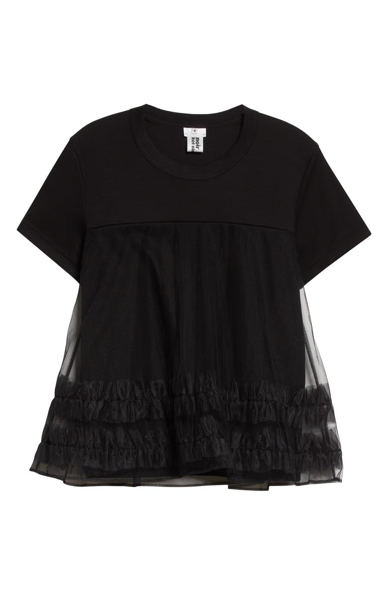 Noir Kei Ninomiya Ruffle Tulle & Cotton Ponte T-Shirt, Alternate, color, 