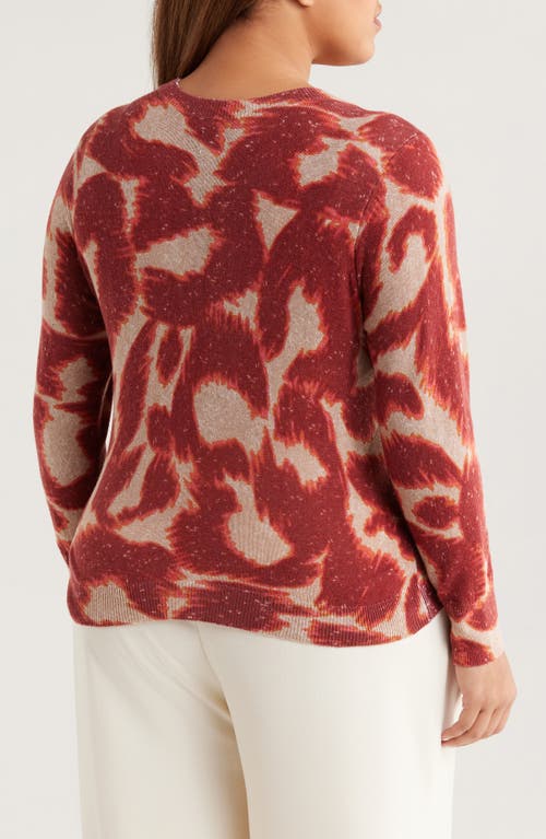 Nic + Zoe Nic+zoe Abstract Animal Supersoft Sweater In Burgundy
