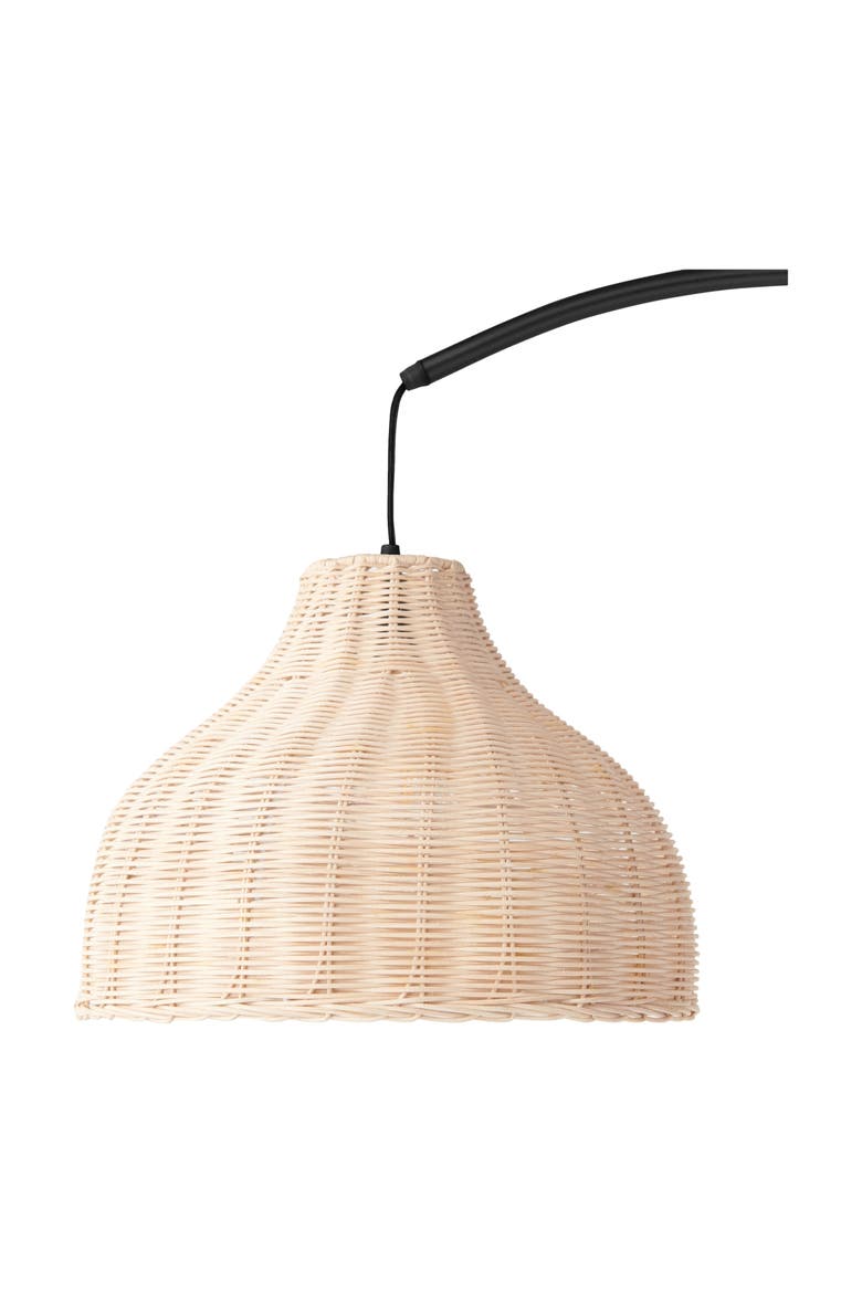 Lark 75" Boho Wicker LED Floor Lamp with Rattan Empire Shade, Bulb Included, Alternate, color, Classic Black