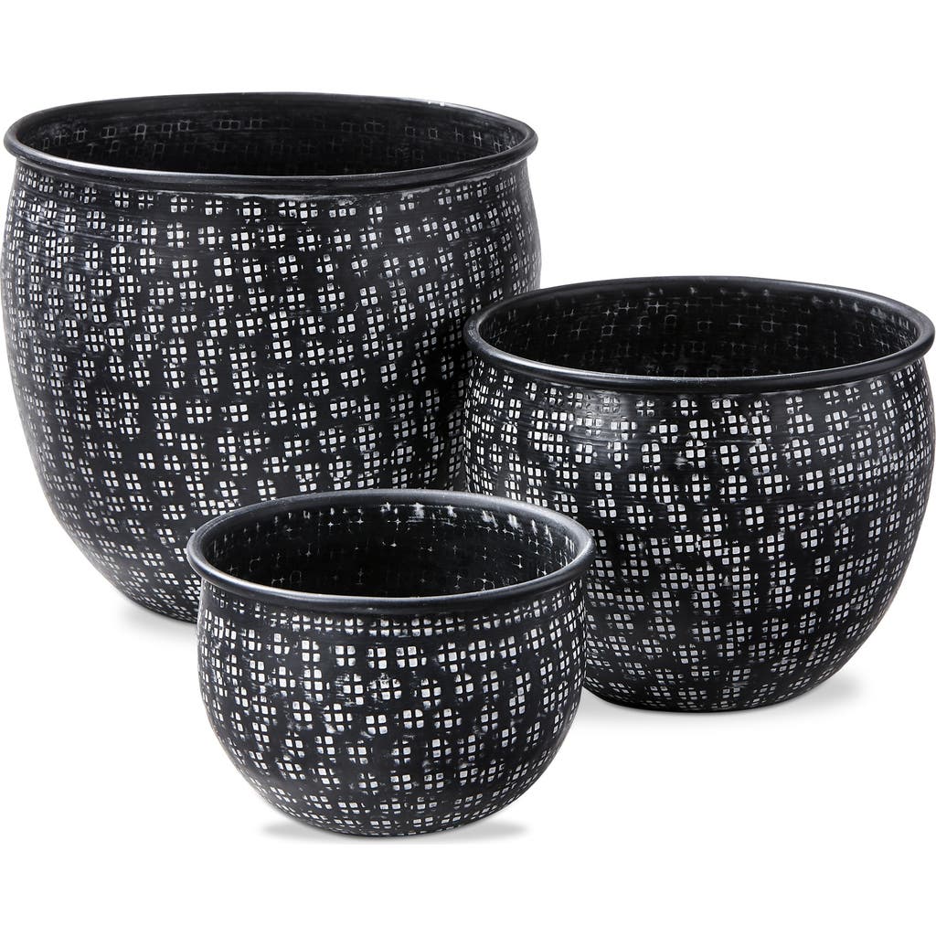 Tag Zahara Set Of 3 Black Aluminum Planters Easy Clean Pots In Black