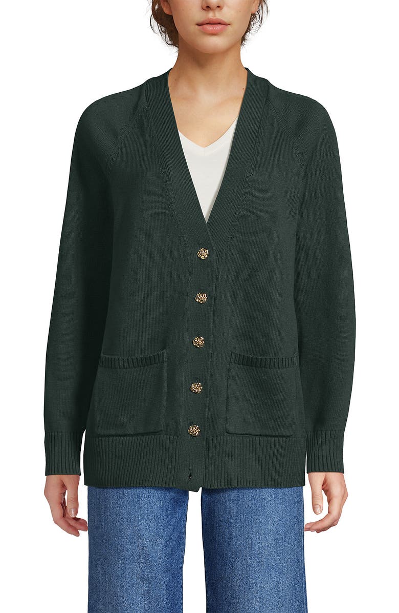 Lands
 End Drifter Varsity Vneck Relaxed Cardigan Sweater, Main, color, 
