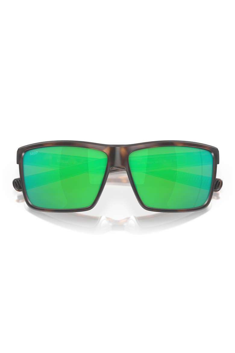 Rinconcito 60mm Polarized Rectangular Sunglasses, Alternate, color, TORTOISE / GREEN MIRROR