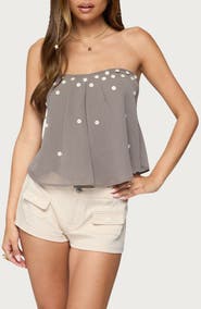 EDIKTED Lenie Strapless Chiffon Baydoll Top