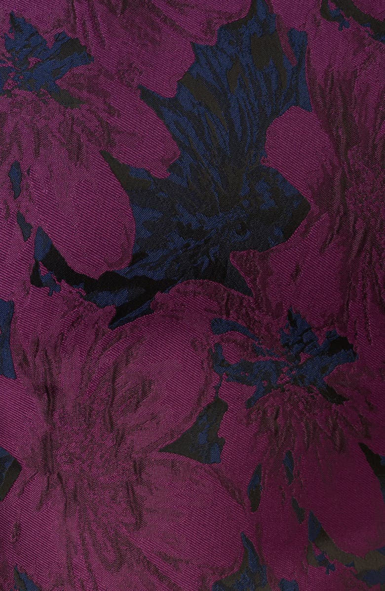 Adrianna Papell Sleeveless Floral Jacquard Drop Waist Cocktail Dress, Alternate, color, Navy/ Plum