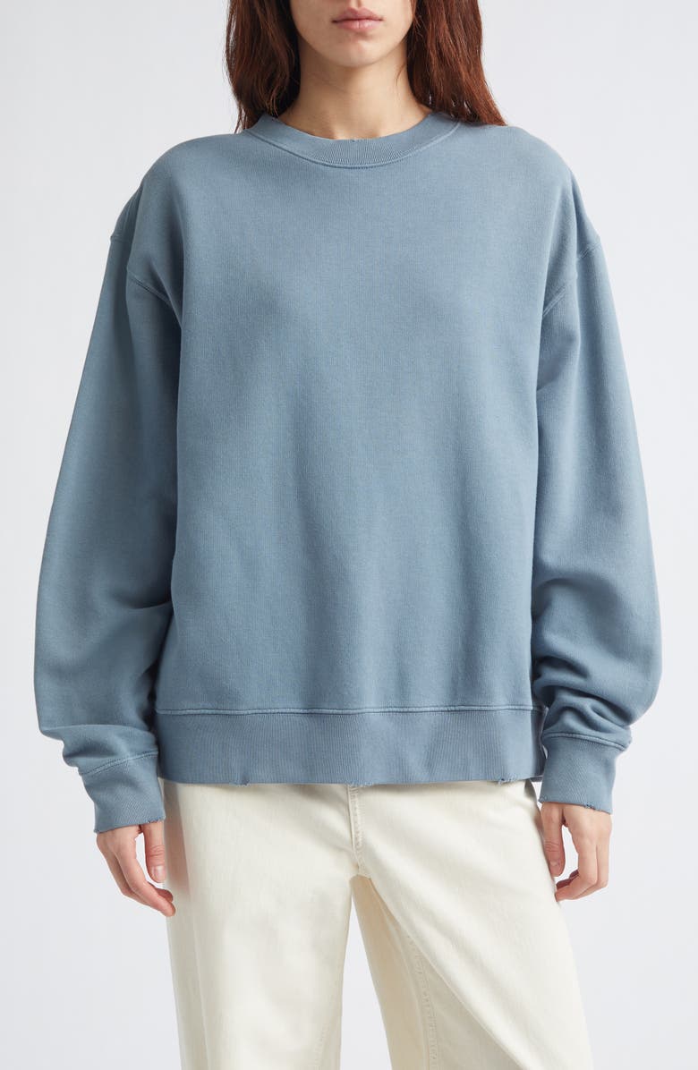 Golden Goose Boxy Faded Cotton Sweatshirt, Main, color, Windward Blue