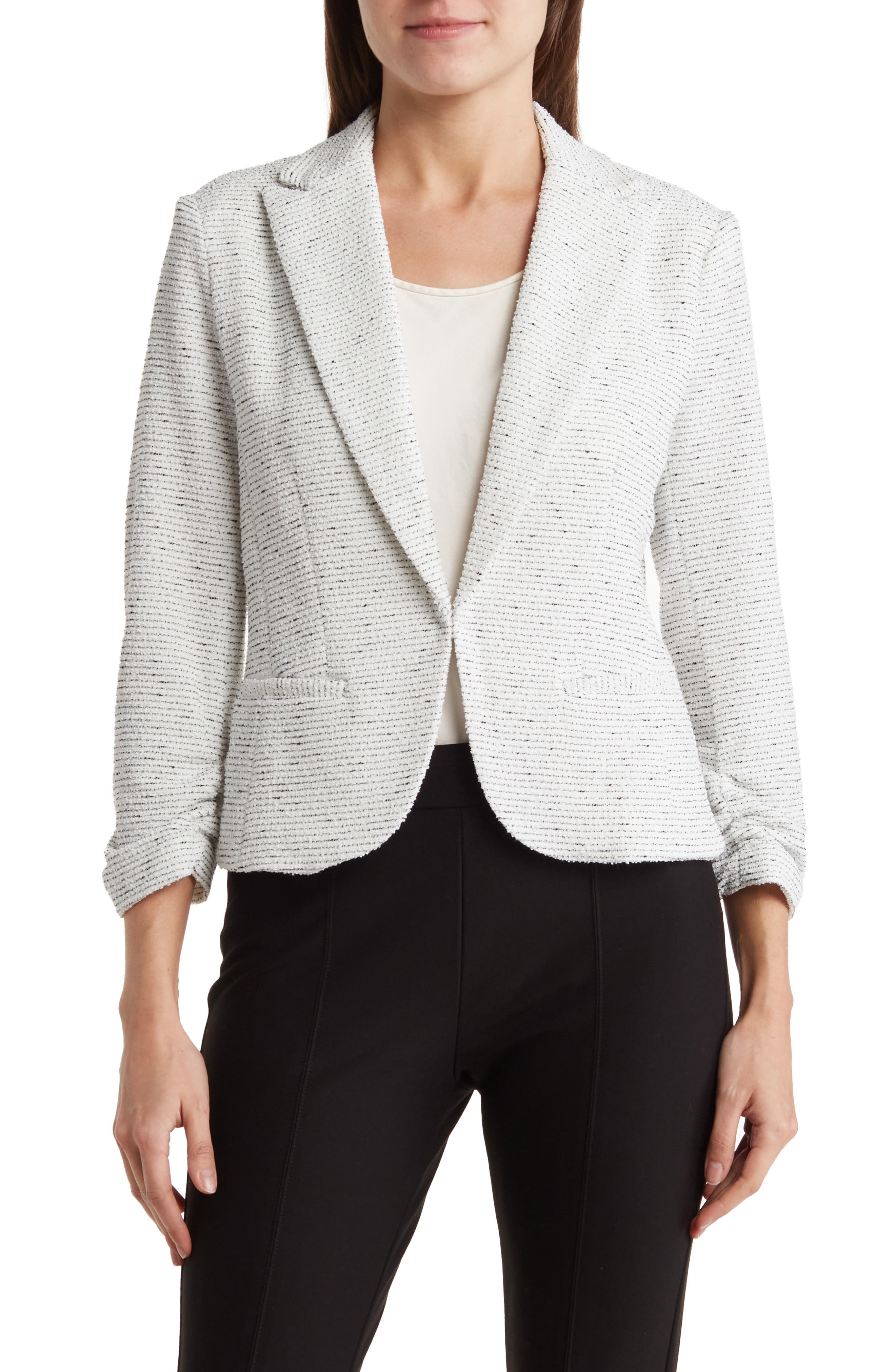 Amanda & Chelsea Scrunched Sleeve Ponte Blazer