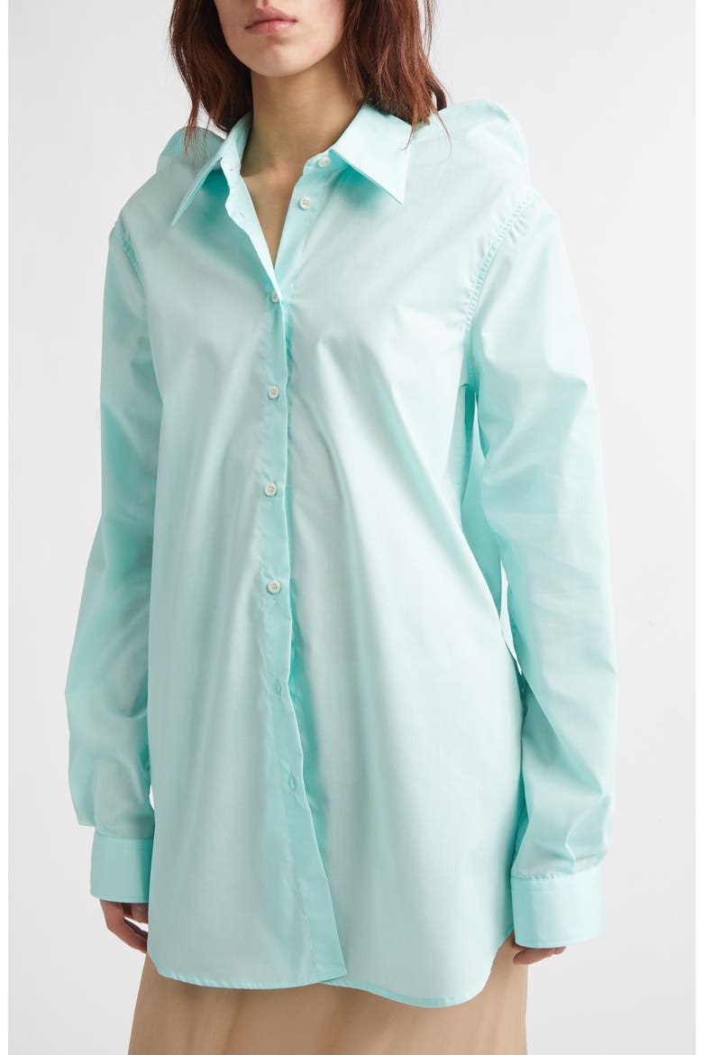 Lifted Shoulders Button-Up Shirt, Alternate, color, MINT