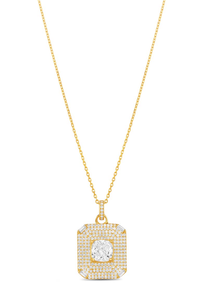 Cubic Zirconia Medallion Pendant Necklace, Main, color, GOLD