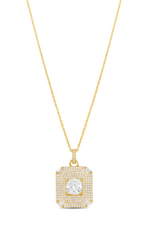 Cubic Zirconia Medallion Pendant Necklace