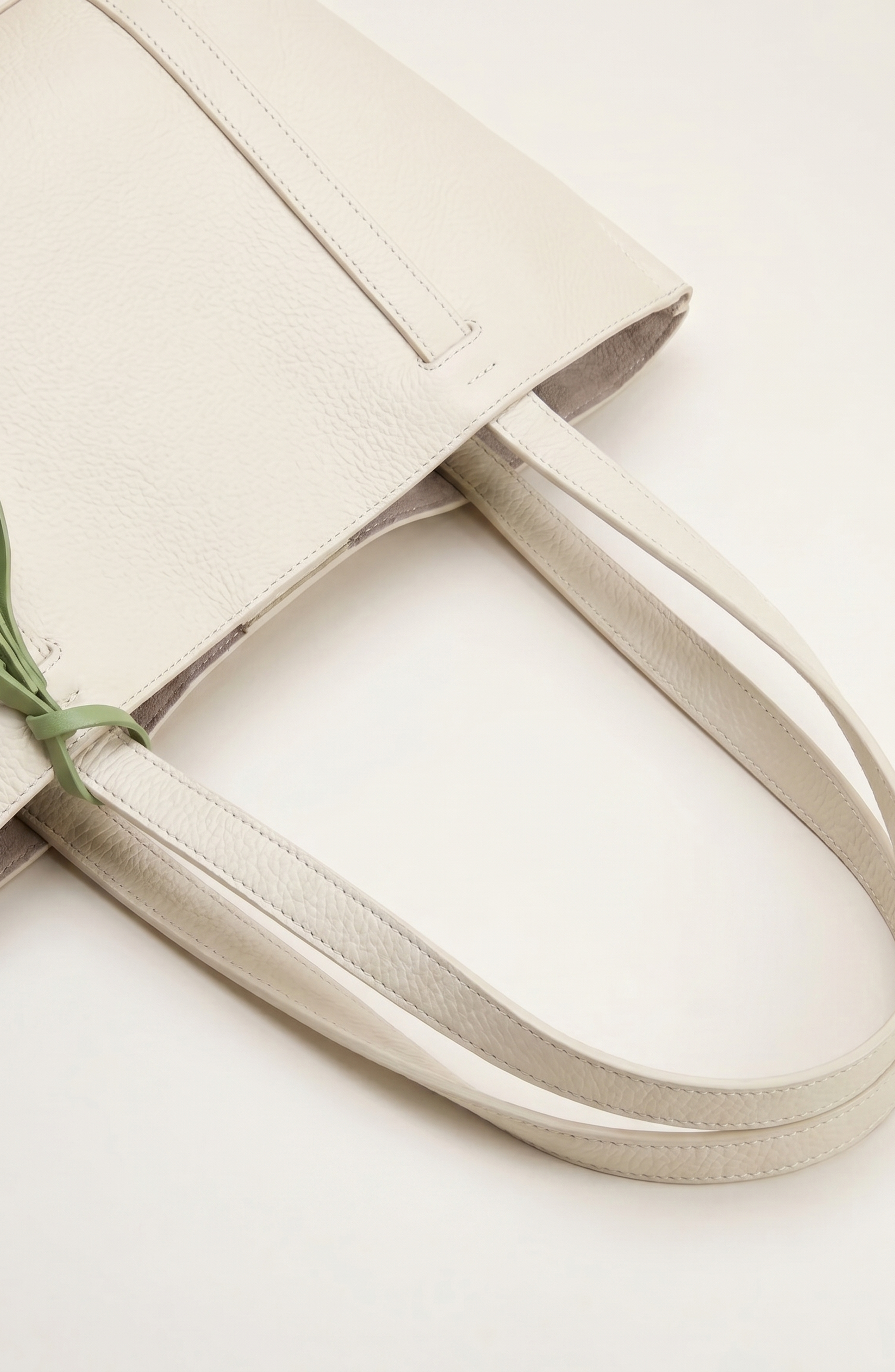 Pebbled Leather Tote Bag with Removable Pouch and Charm, Alternate, color, Cream