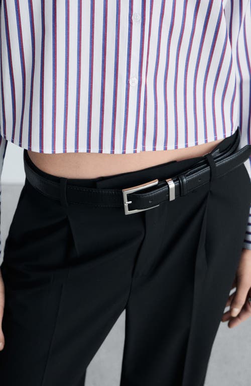 MANGO MANGO CARO STRIPE CROP BUTTON-UP SHIRT