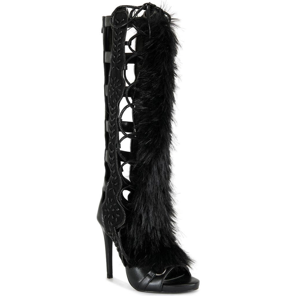 Azalea Wang Shaine Open Toe Boot In Black