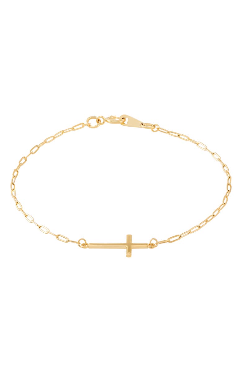 Frankie & Zoe Side Cross Paper Clip Bracelet, Alternate, color, Yellow Gold