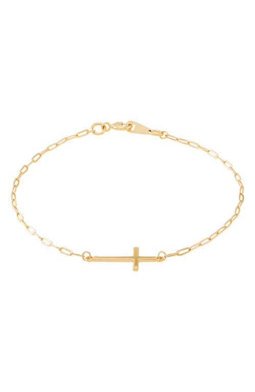 Frankie & Zoe Side Cross Paper Clip Bracelet In Gold