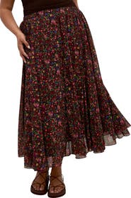 City Chic Serena Print Midi Skirt