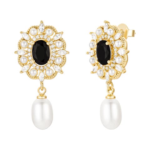 Gilded Pearl Drop Earrings