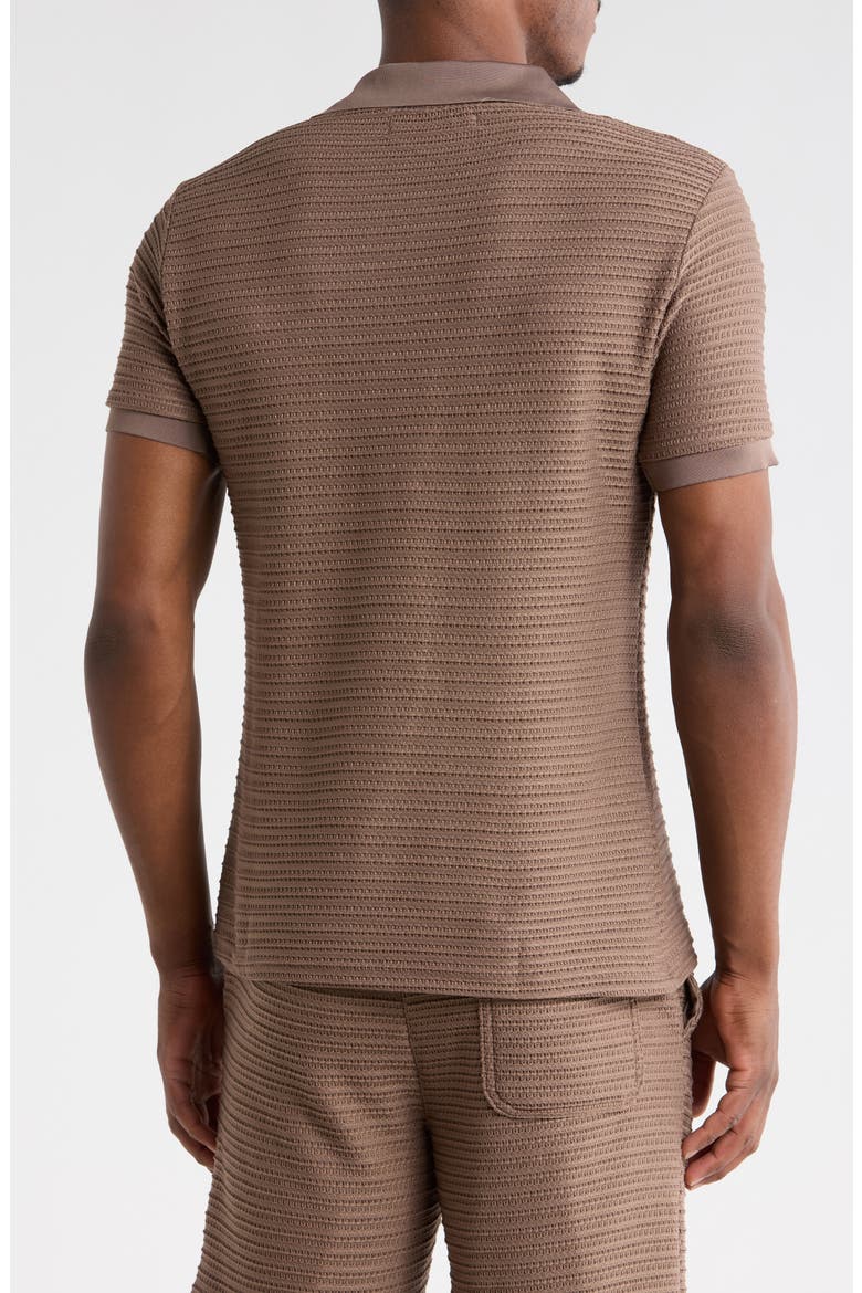 Modern Fit Textured Johnny Collar Polo Sweater, Alternate, color, TRUFFLE