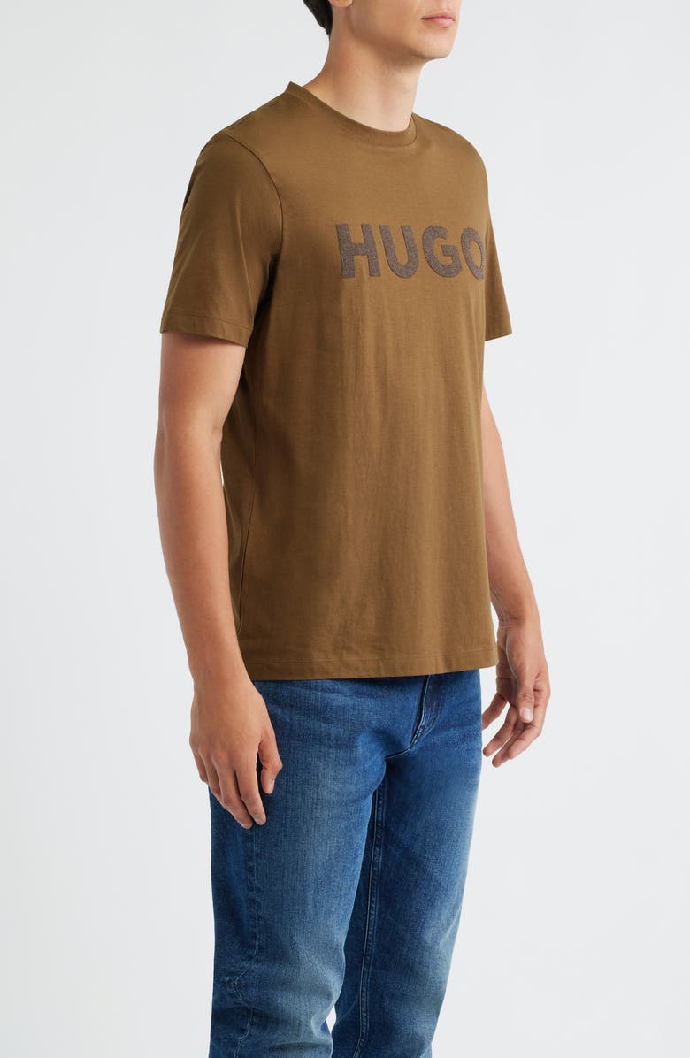 HUGO Dulivio Herringbone Logo Graphic T-Shirt, Alternate, color, Medium Brown