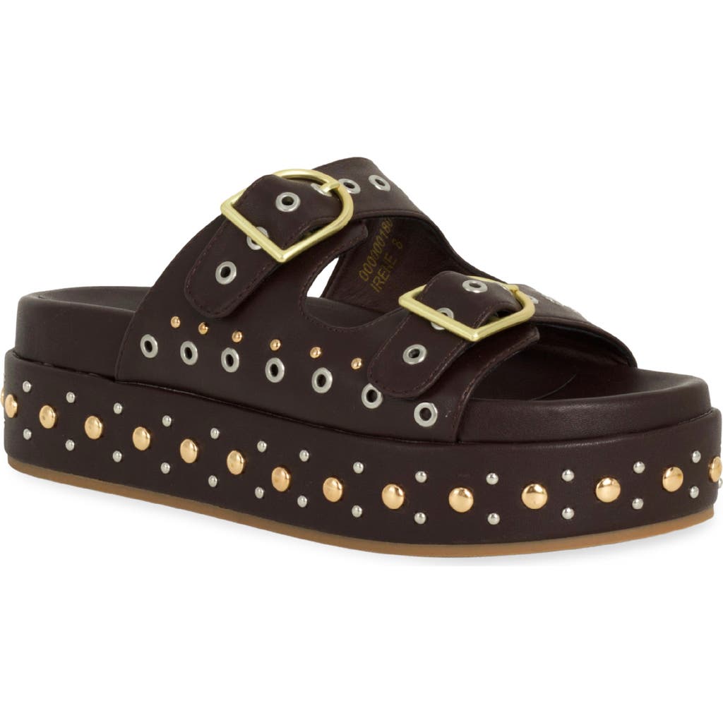 Shushop Irene Platform Slide Sandal In Brown