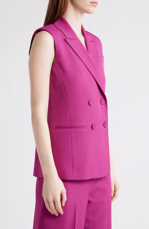 Tahari Asl Double Breasted Long Vest In Wild Berry