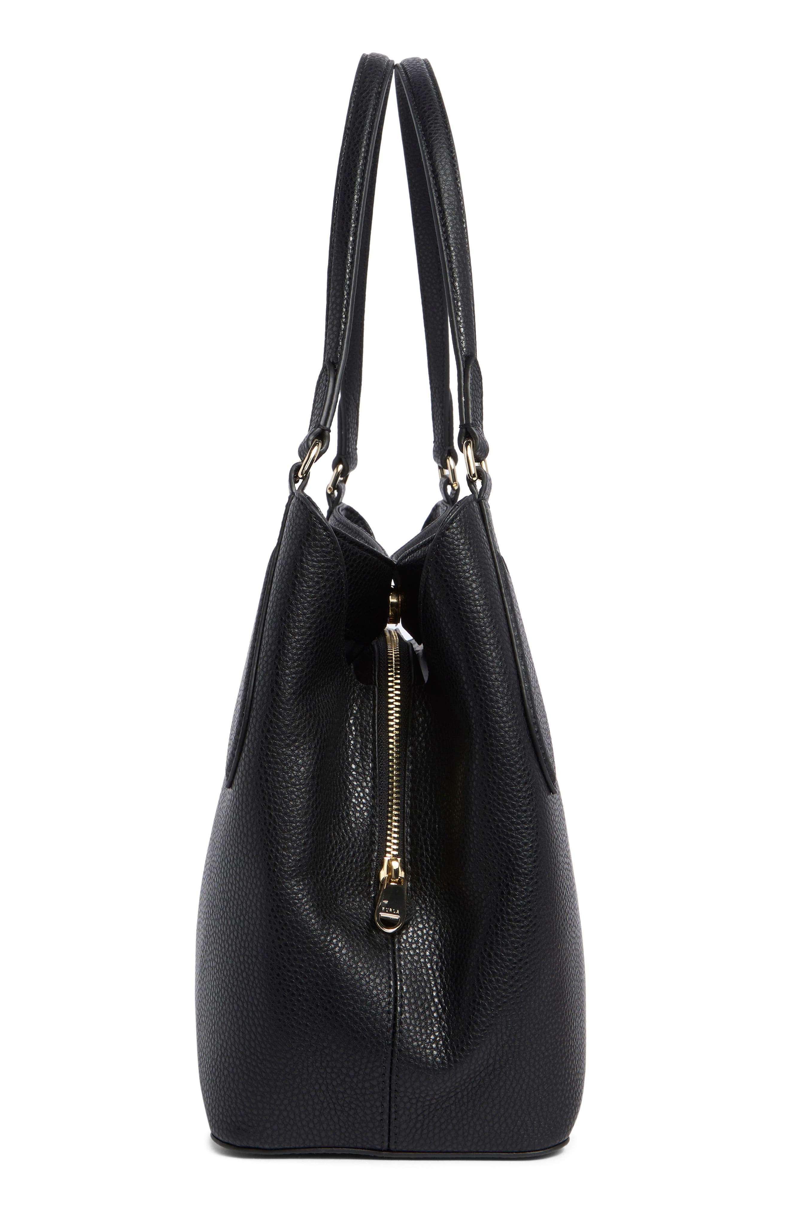 Furla Dafne Medium Leather Hobo Bag, Alternate, color, Nero