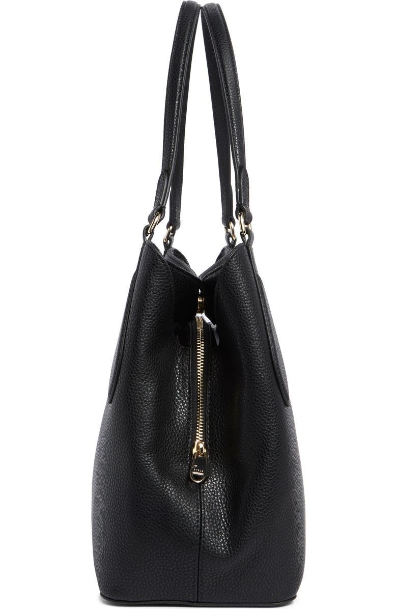 Furla Dafne Medium Leather Hobo Bag, Alternate, color, Nero
