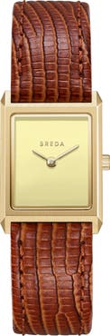 BREDA Small Virgil Leather Strap Two-Tone Tank Watch, 20mm x 26mm