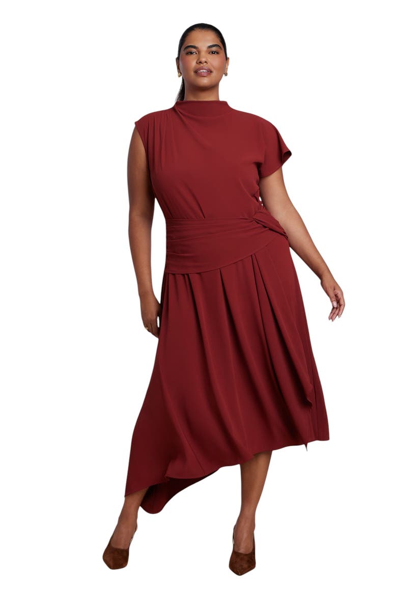 Draped Waist Maxi Dress (plus), Alternate, color, OXBLOOD RED