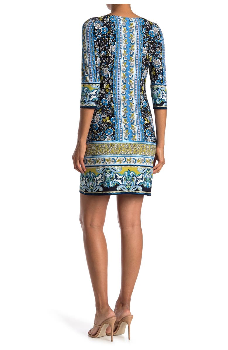 London Times Border Pattern Jersey Shift Dress, Alternate, color,