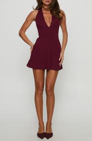 Princess Polly Hollywood Hills Plunge Neck Halter Minidress