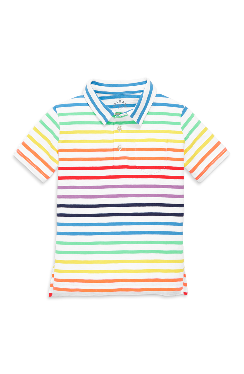 Primary Kids Short Sleeve Polo In Mini Rainbow Stripe, Main, color, 