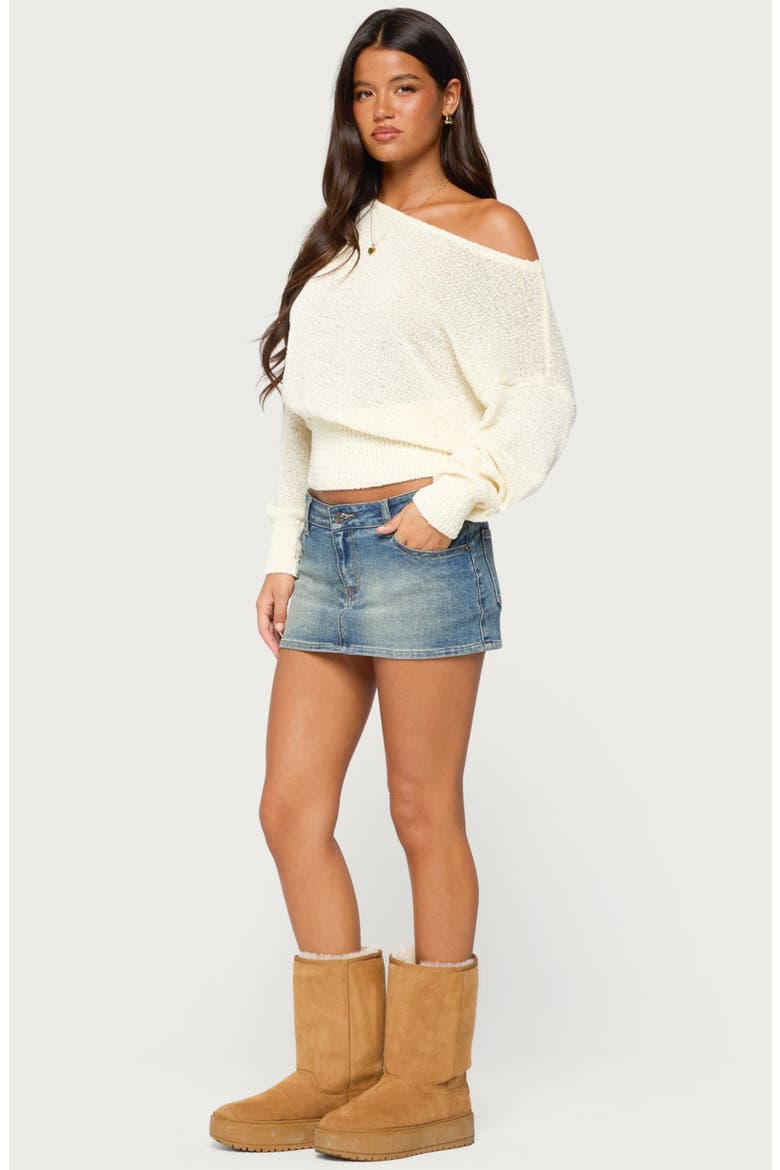 Parra Textured Off the Shoulder Sweater, Alternate, color, CREAM