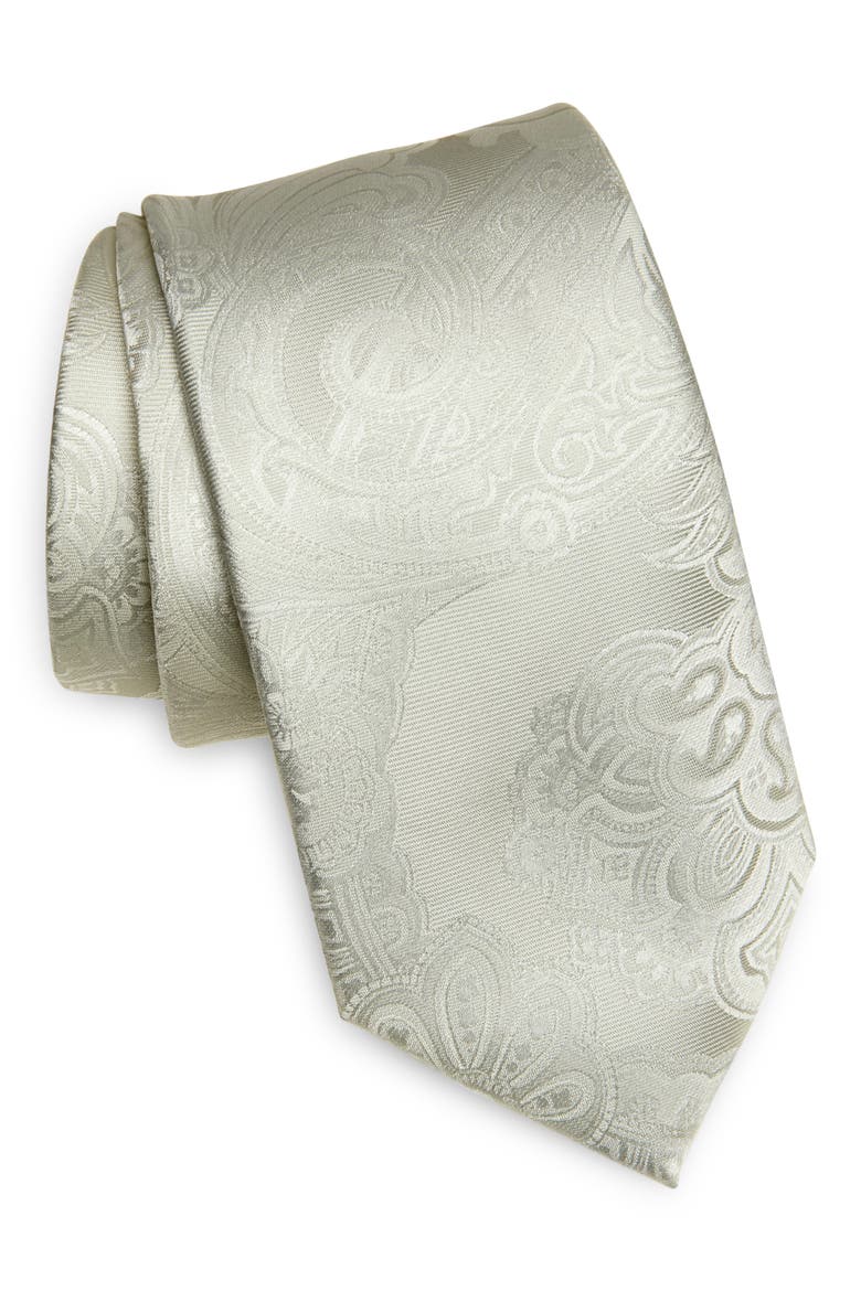 Tacoma Paisley Silk Tie, Main, color, SILVER