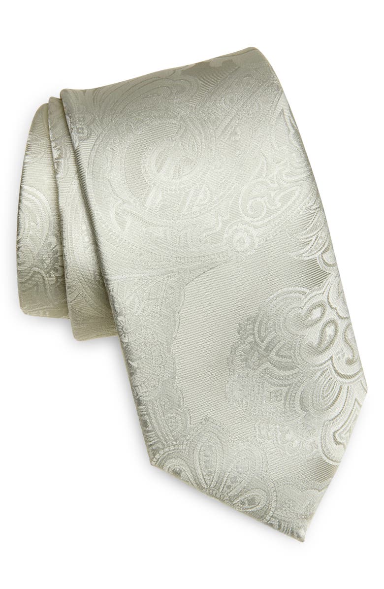 NORDSTROM RACK Tacoma Paisley Silk Tie, Main, color, Silver