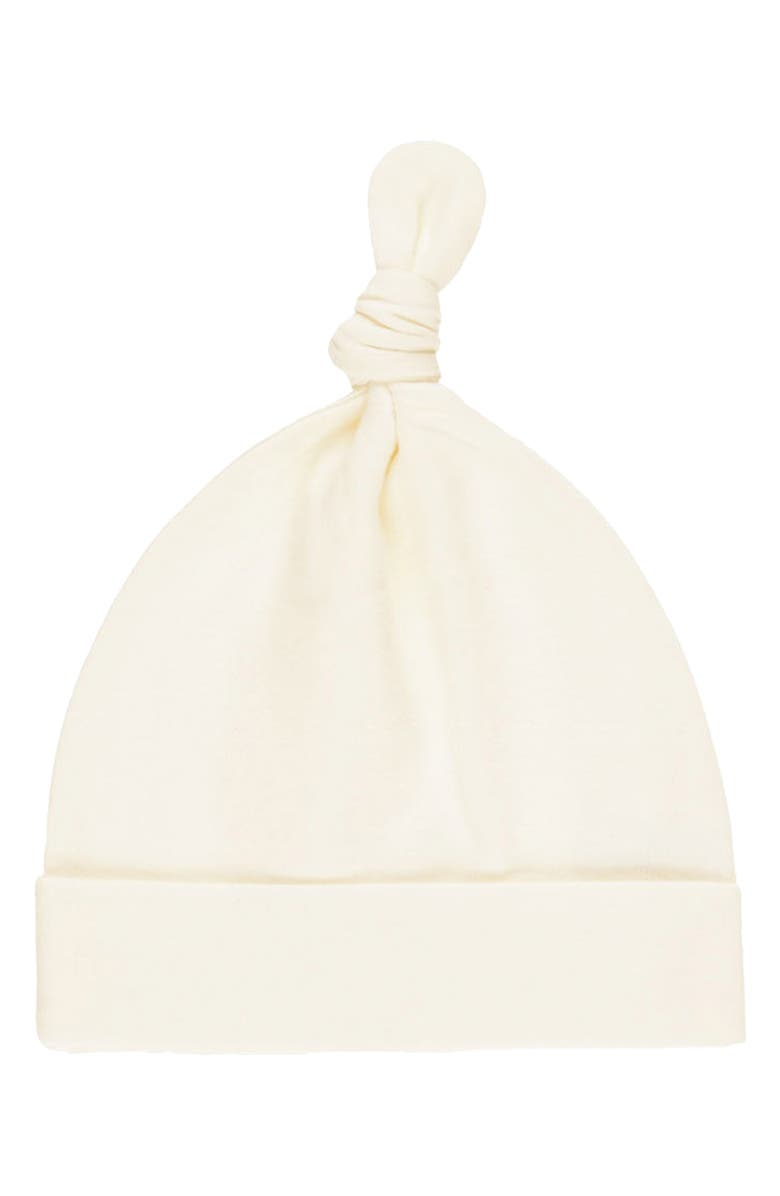 QUINCY MAE Knotted Stretch Organic Cotton Hat, Main, color, Ivory