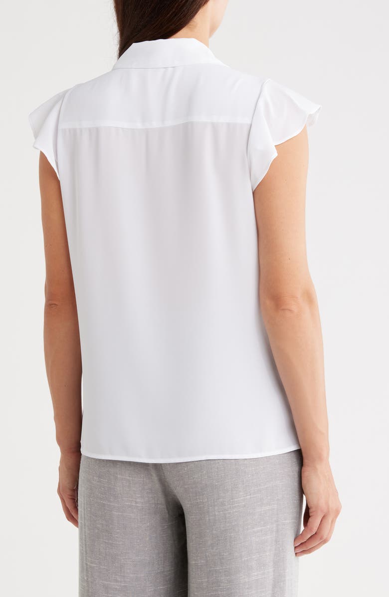 Calvin Klein Ruffle Cap Sleeve Top, Alternate, color, White