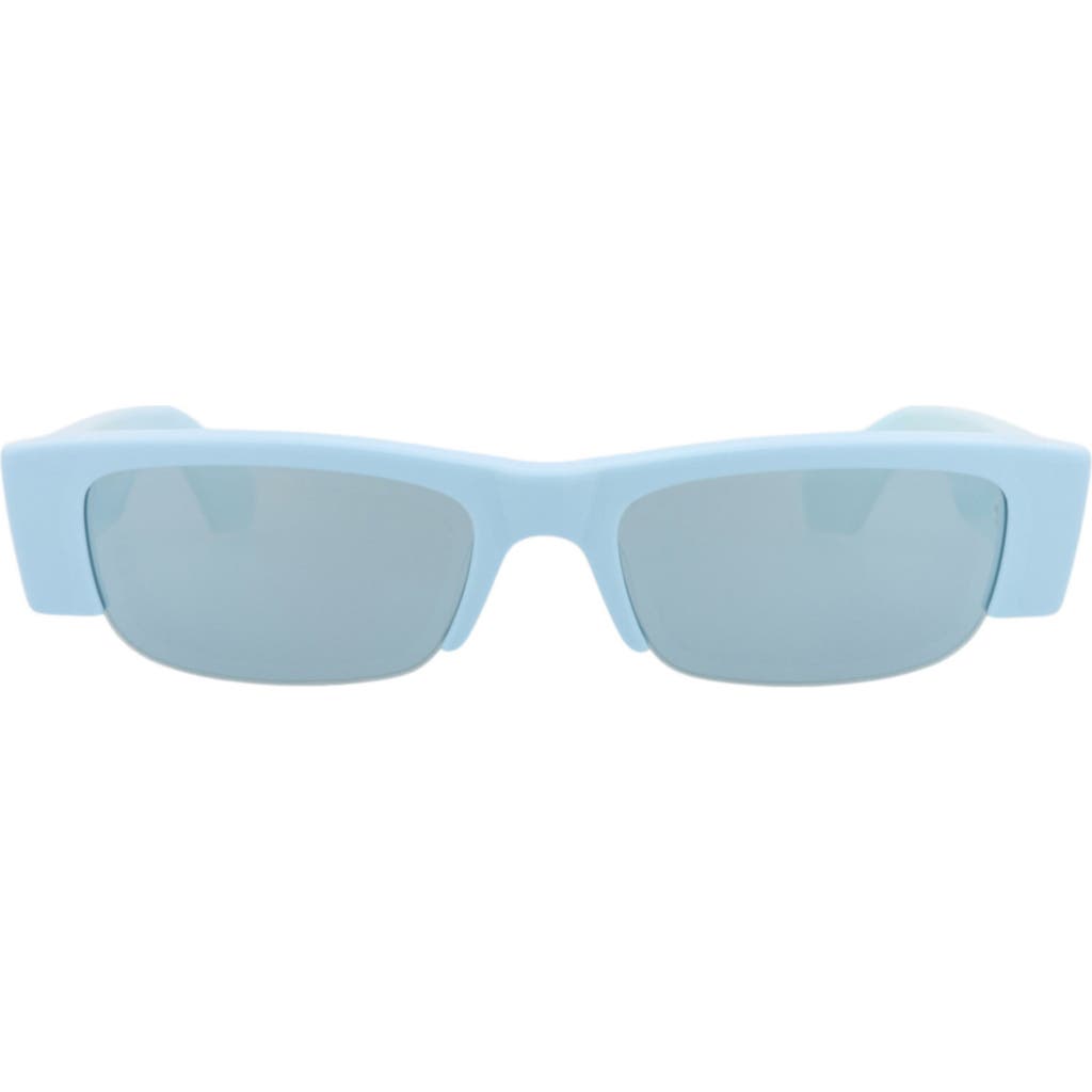 Alexander Mcqueen Mcqueen 54mm Half Rim Rectangular Sunglasses In Blue