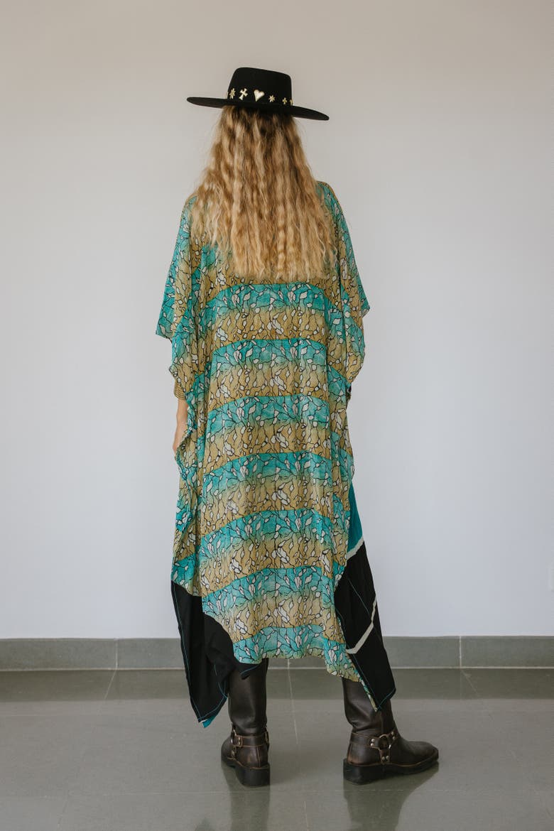Long Caftan Taylor, Alternate, color, Turquoise & Black