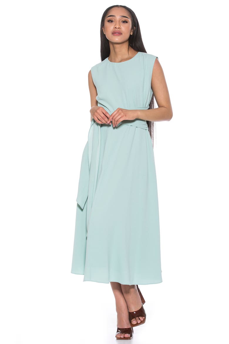 Paris Sleeveless Asymmetric Tie Midi Dress, Alternate, color, MINT