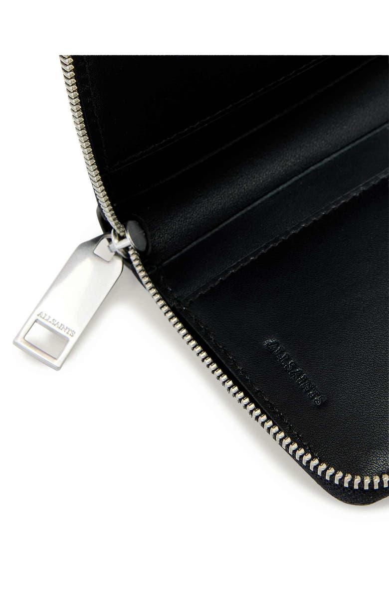 AllSaints Lena Hex Leather Zip Wallet, Alternate, color, Sea Blue