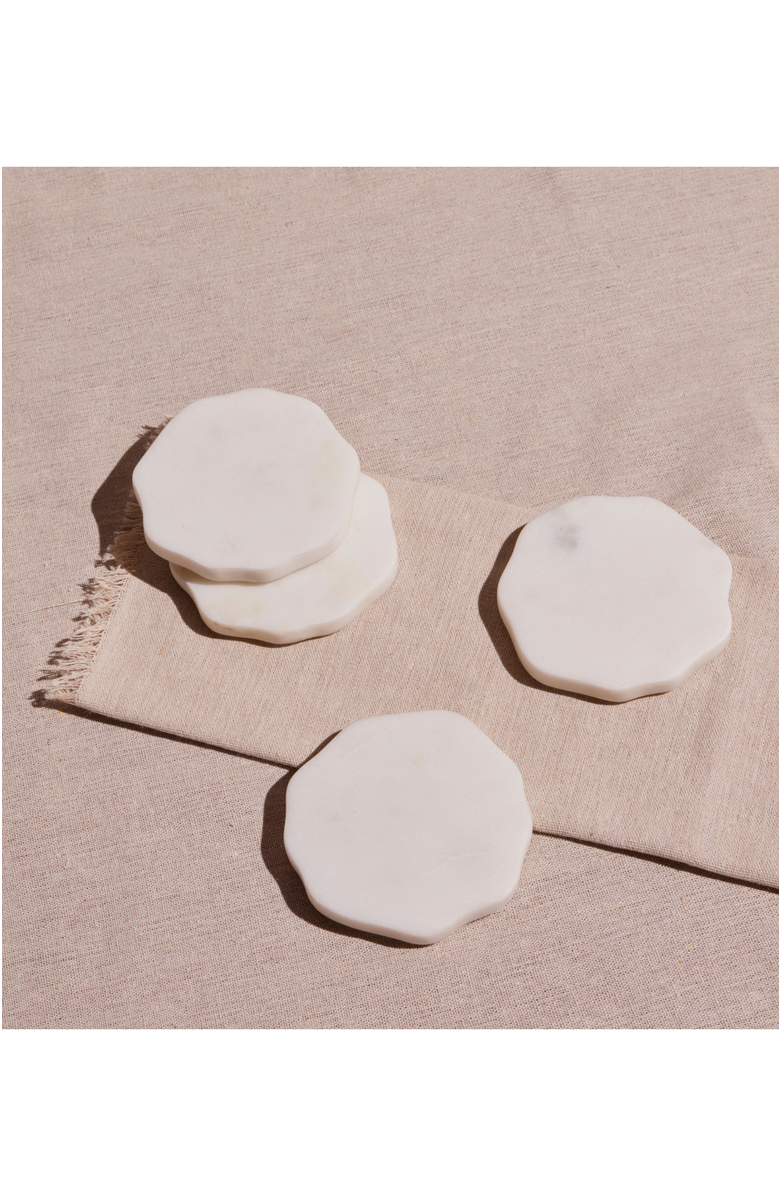 Meso Goods Flor Marble Costers - Set of 4, Alternate, color, White