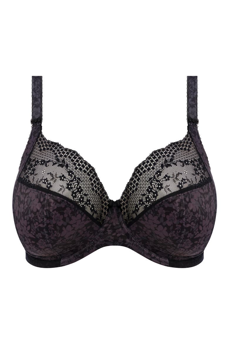 Lucie Full Figure Underwire Plunge Bra, Alternate, color, BLACK