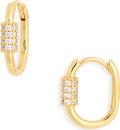 NORDSTROM RACK Demi-Fine Cubic Zirconia Carabiner Hoop Earrings