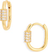 NORDSTROM RACK Demi-Fine Cubic Zirconia Carabiner Hoop Earrings