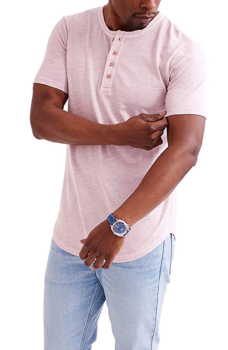 Goodlife Sunfaded Slub Scallop Henley, Main, color, Pale Mauve