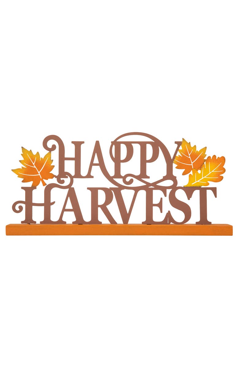 Glitzhome Wood & Metal Happy Harvest Table Decor, Main, color, 