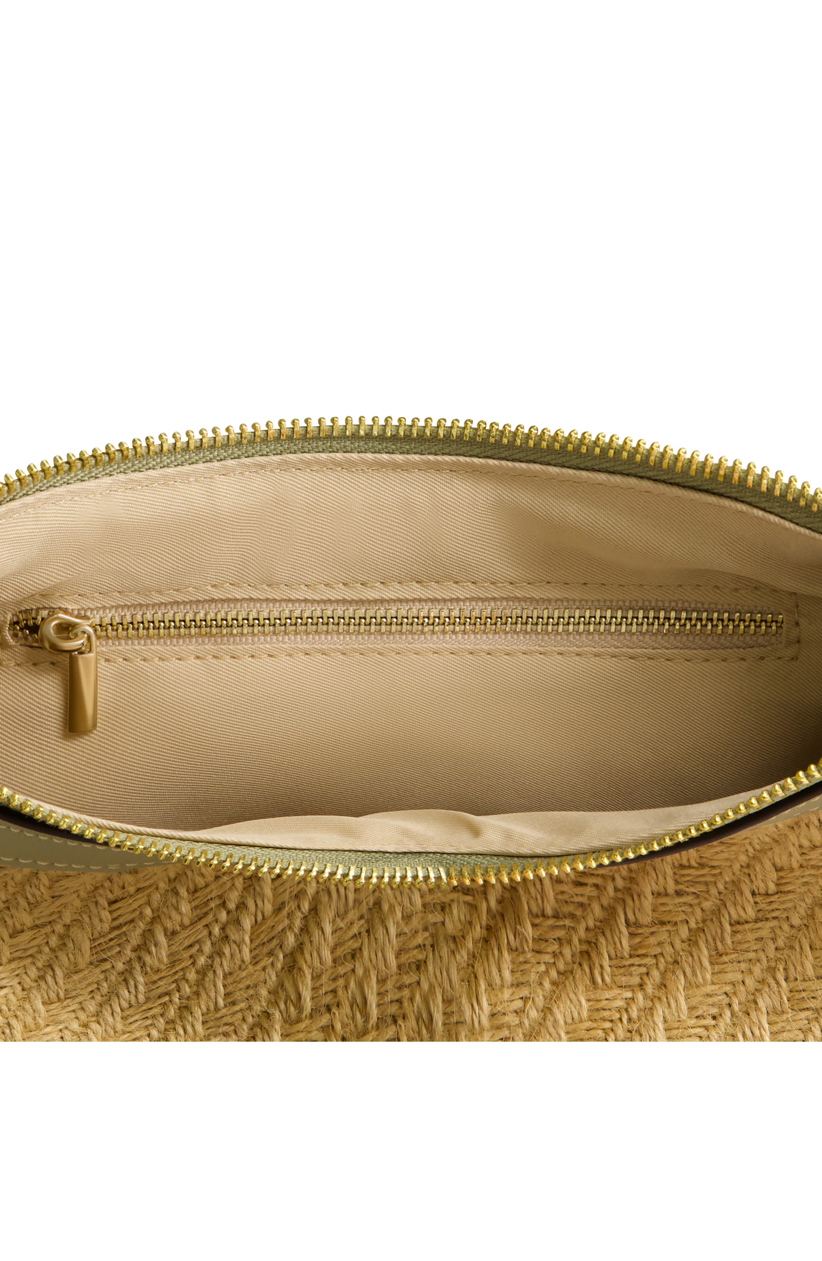 Tommy Bahama Logo Debossed Raffia Shoulder Bag, Alternate, color, Sage