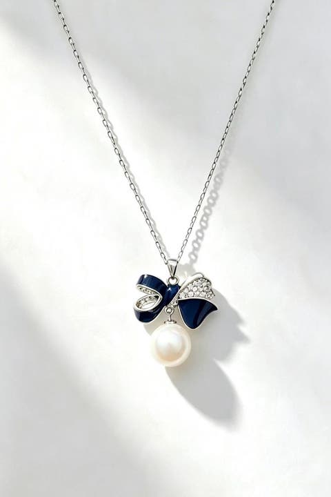 Butterfly Pearl Drop Necklace